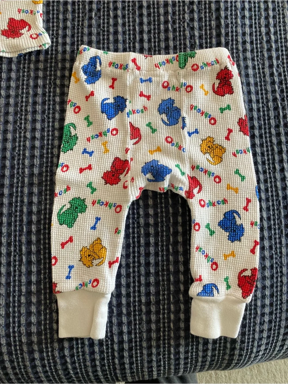 Vintage Baby/Kids Oshkosh Dog Print Thermal Pajama Set - 3 month